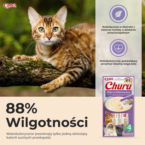 Przysmak CHURU Kurczak z krewetkami dla kota 4x14g Przysmak CHURU Kurczak z krewetkami dla kota 4x14g