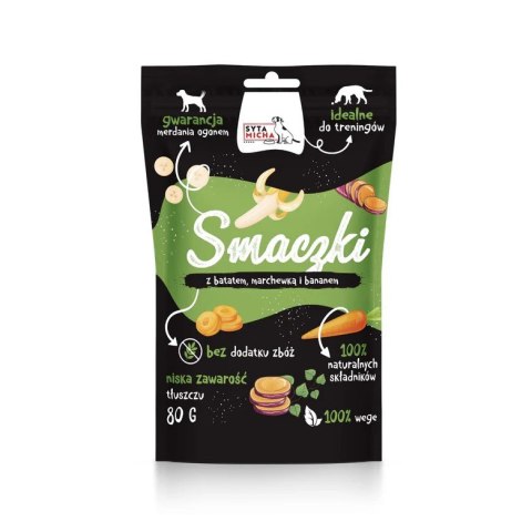 SYTA MICHA - Smaczki, trenerki batat marchew banan - WEGE- przysmak dla psa -80g SYTA MICHA - Smaczki, trenerki batat marchew banan - WEGE- przysmak dla psa -80g