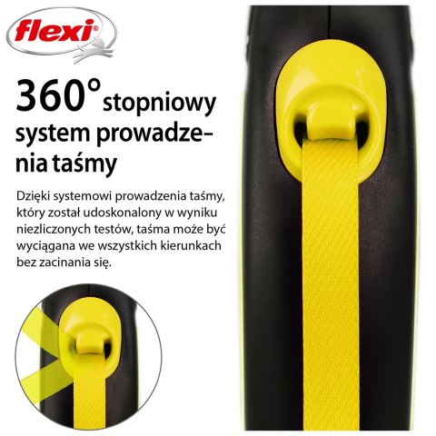 Smycz flexi automatyczna New Neon S taśma 5 m - dla psa do 15 kg, kolor żółty Smycz flexi automatyczna New Neon S taśma 5 m - dla psa do 15 kg, kolor żółty