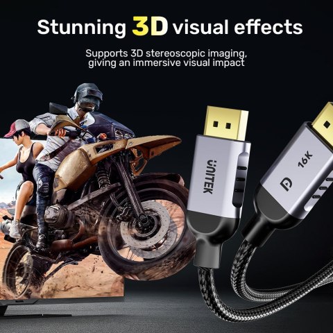 UNITEK KABEL DISPLAYPORT 2.1 8K@120HZ 1,5M UNITEK KABEL DISPLAYPORT 2.1 8K@120HZ 1,5M