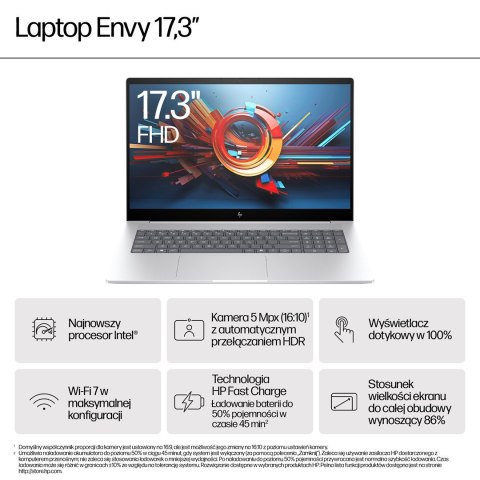 HP ENVY 17-da0003nw Ultra 7 155H 17,3"FHD Touch AG IPS 300nits 32GB DDR5 SSD1TB Intel Arc 5MP W11Pro 2Y Glacier Silver HP ENVY 17-da0003nw Ultra 7 155H 17,3"FHD Touch AG IPS 300nits 32GB DDR5 SSD1TB Intel Arc 5MP W11Pro 2Y Glacier Silver