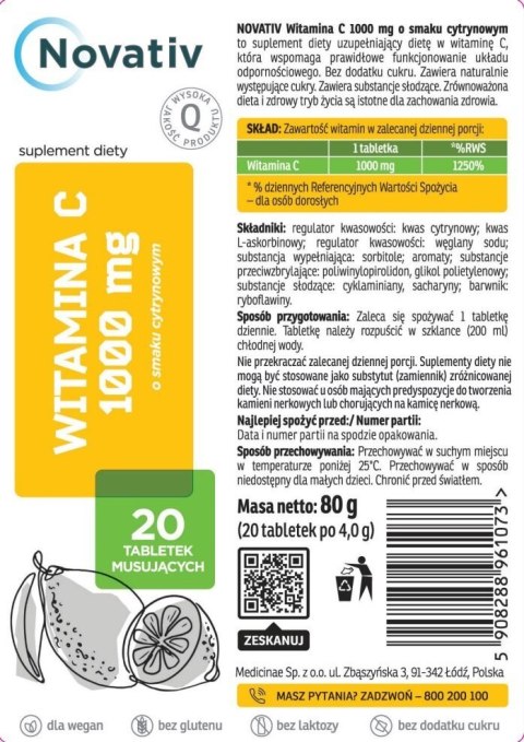 Novativ Witamina C 1000 mg., 20tabl. Novativ Witamina C 1000 mg., 20tabl.