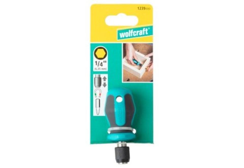 Wkrętak krótki Wolfcraft z uchwytem szybkomocujących na bity Wkrętak krótki Wolfcraft z uchwytem szybkomocujących na bity