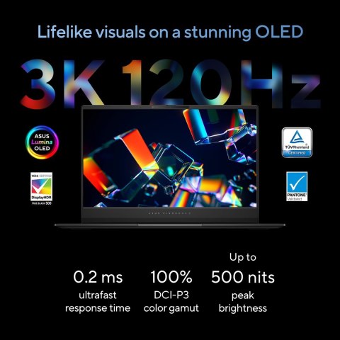 ASUS Vivobook S 15 OLED S5506MA-MA024W Ultra 9 185H 15.6" 3K 120Hz 400nits Glossy 32GB LPDDR5X SSD1TB Intel Arc Graphics WLAN+BT ASUS Vivobook S 15 OLED S5506MA-MA024W Ultra 9 185H 15.6" 3K 120Hz 400nits Glossy 32GB LPDDR5X SSD1TB Intel Arc Graphics WLAN+BT