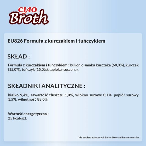 INABA CIAO Bulion o smaku kurczaka i tuńczyka - przysmak dla kotów - 40g INABA CIAO Bulion o smaku kurczaka i tuńczyka - przysmak dla kotów - 40g