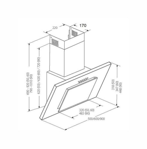 Okap AKPO WK-4 NERO 2.0 50 SZARY/SZARE SZKŁO T300 Liniowy LED/Siłownik Okap AKPO WK-4 NERO 2.0 50 SZARY/SZARE SZKŁO T300 Liniowy LED/Siłownik
