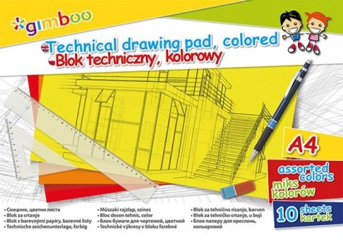 Blok techniczny GIMBOO A4/10K kolorowy Blok techniczny GIMBOO A4/10K kolorowy