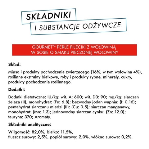 GOURMET Perle Gravy Delight Fileciki w smakowitym sosie - wołowina i kurczak - 4x85g GOURMET Perle Gravy Delight Fileciki w smakowitym sosie - wołowina i kurczak - 4x85g
