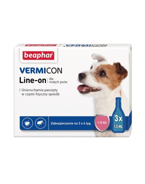 Beaphar LINE-ON VERMICON Krople dla psów S 1,5ml x3 Beaphar LINE-ON VERMICON Krople dla psów S 1,5ml x3
