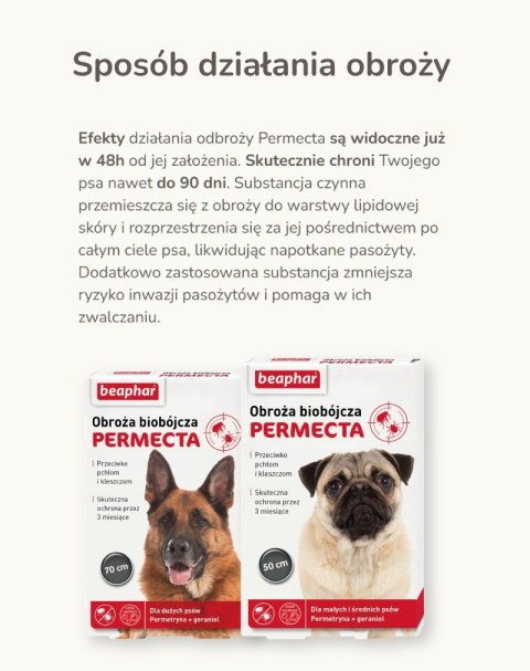 Beaphar obroża biobójcza na pchły i kleszcze mały średni pies dług.50cm Beaphar obroża biobójcza na pchły i kleszcze mały średni pies dług.50cm