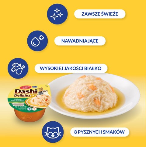 INABA Dashi Delights Kurczak i płatki Bonito - Przysmak dla kotów - 70g INABA Dashi Delights Kurczak i płatki Bonito - Przysmak dla kotów - 70g