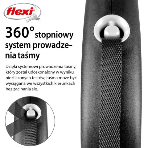 Smycz flexi automatyczna Black Design L taśma 5 m - dla psa do 50 kg, kolor srebrny Smycz flexi automatyczna Black Design L taśma 5 m - dla psa do 50 kg, kolor srebrny