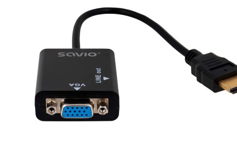 Adapter SAVIO cl-23 (HDMI M - D-Sub (VGA) F; 0,20m; kolor czarny) Adapter SAVIO cl-23 (HDMI M - D-Sub (VGA) F; 0,20m; kolor czarny)