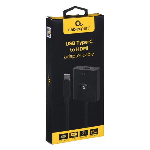 GEMBIRD ADAPTER NA KABLU USB TYP-C DO HDMI 4K 60HZ, 15CM, CZARNY GEMBIRD ADAPTER NA KABLU USB TYP-C DO HDMI 4K 60HZ, 15CM, CZARNY