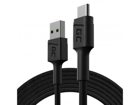 GREEN CELL KABEL KABGC19 GC POWERSTREAM USB-A - USB-C 200CM, SZYBKIE ŁADOWANIE ULTRA CHARGE, QC 3.0 GREEN CELL KABEL KABGC19 GC POWERSTREAM USB-A - USB-C 200CM, SZYBKIE ŁADOWANIE ULTRA CHARGE, QC 3.0