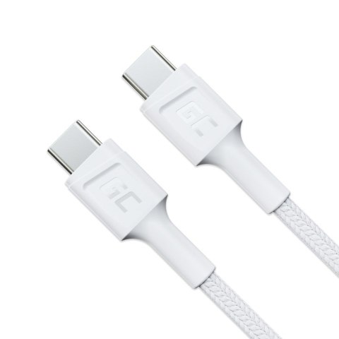 GREEN CELL KABEL KABGC29W GC POWERSTREAM USB-C - USB-C 200CM, POWER DELIVERY 60W, ULTRA CHARGE, QC 3.0, BIAŁY GREEN CELL KABEL KABGC29W GC POWERSTREAM USB-C - USB-C 200CM, POWER DELIVERY 60W, ULTRA CHARGE, QC 3.0, BIAŁY