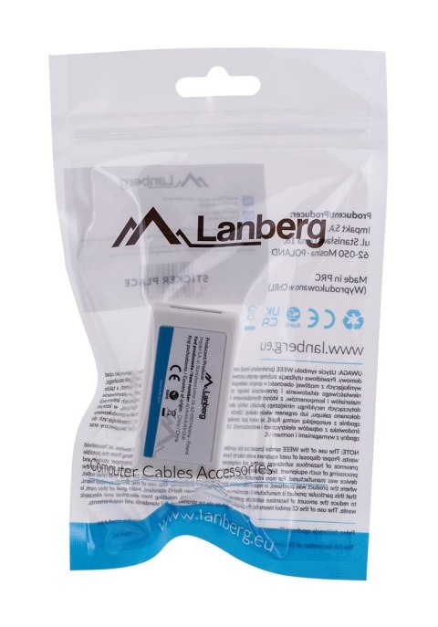 LANBERG ZŁĄCZKA SIECIOWA PRZELOTKA 2X RJ45 KAT.6 UTP AD-RJ45-RJ45-OU6 LANBERG ZŁĄCZKA SIECIOWA PRZELOTKA 2X RJ45 KAT.6 UTP AD-RJ45-RJ45-OU6