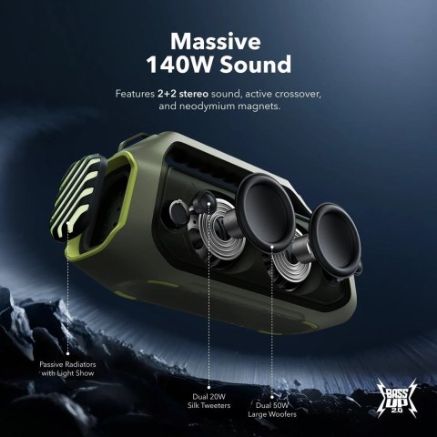 Głośnik bezprzewodowy Soundcore Boom 2 Plus 140W Zielony Głośnik bezprzewodowy Soundcore Boom 2 Plus 140W Zielony
