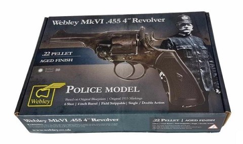 Rewolwer WEBLEY MKVI .455 Police kal.5,5 mm Diabolo łuski 6-strzał. lufa 4" CO2 Battlefield Ekp do17J Rewolwer WEBLEY MKVI .455 Police kal.5,5 mm Diabolo łuski 6-strzał. lufa 4" CO2 Battlefield Ekp do17J