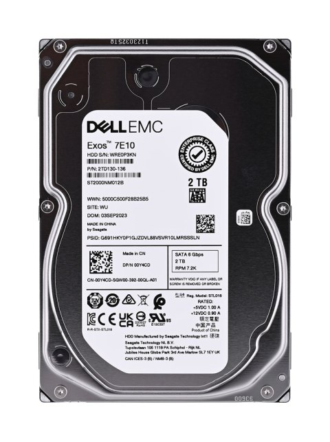 Dell 2TB 7.2K RPM SATA 6Gbps 512n 3.5in Cabled Hard Drive for PE T150 Dell 2TB 7.2K RPM SATA 6Gbps 512n 3.5in Cabled Hard Drive for PE T150
