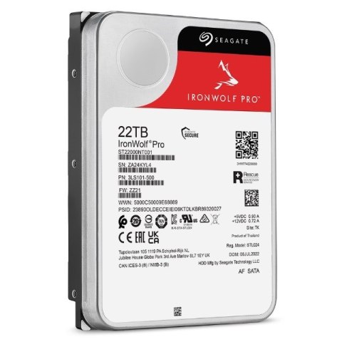 Dysk twardy HDD Seagate IronWolf Pro 22TB 3,5" SATA ST22000NT001 Dysk twardy HDD Seagate IronWolf Pro 22TB 3,5" SATA ST22000NT001