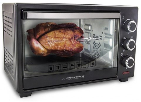 Mini piekarnik z konwekcją i rożnem Esperanza NAPOLI EKO006 (Pokrętło; 1600W; kolor czarny) (WYPRZEDAŻ) Mini piekarnik z konwekcją i rożnem Esperanza NAPOLI EKO006 (Pokrętło; 1600W; kolor czarny) (WYPRZEDAŻ)