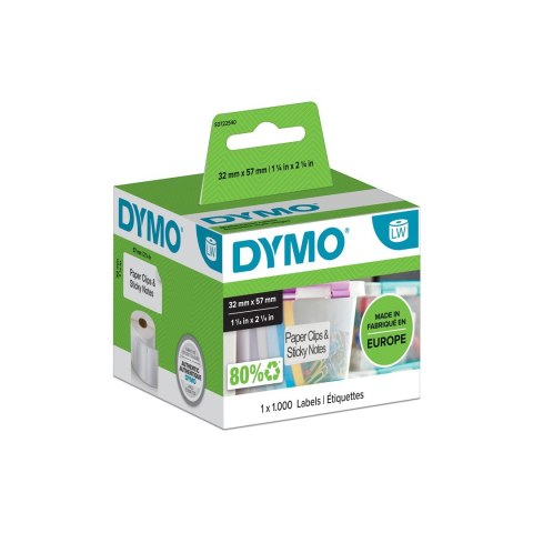 Zestaw etykiet DYMO 32x57mm biały 1000szt. S0722540 Zestaw etykiet DYMO 32x57mm biały 1000szt. S0722540