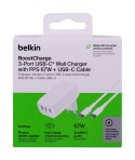 BELKIN ŁADOWARKA KĄTOWA 3X USB-C PPS 67W, KABEL USB-C