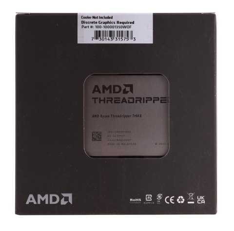 AMD Ryzen Threadripper 7980X (64C/128T) 3.2Ghz (5.1 GHz Turbo) Socket sTR5 TDP 350W AMD Ryzen Threadripper 7980X (64C/128T) 3.2Ghz (5.1 GHz Turbo) Socket sTR5 TDP 350W