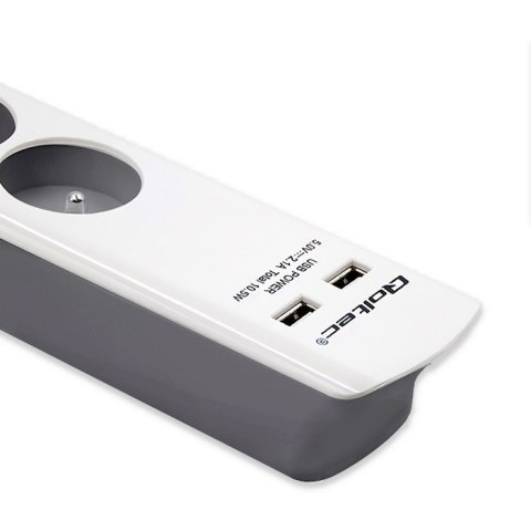 QOLTEC LISTWA ZASILAJĄCA ANTYPRZEPIĘCIOWA | 6 GNIAZD | 2 X USB | 1.8M | BIAŁO-SZARA QOLTEC LISTWA ZASILAJĄCA ANTYPRZEPIĘCIOWA | 6 GNIAZD | 2 X USB | 1.8M | BIAŁO-SZARA