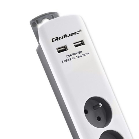 QOLTEC LISTWA ZASILAJĄCA ANTYPRZEPIĘCIOWA | 6 GNIAZD | 2 X USB | 1.8M | BIAŁO-SZARA QOLTEC LISTWA ZASILAJĄCA ANTYPRZEPIĘCIOWA | 6 GNIAZD | 2 X USB | 1.8M | BIAŁO-SZARA