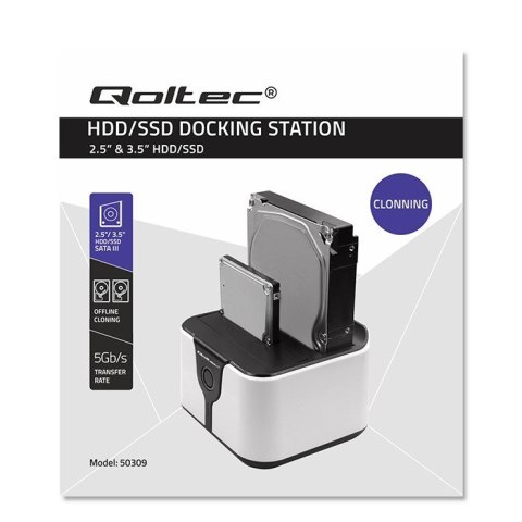QOLTEC STACJA DOKUJĄCA DO DYSKÓW HDD SSD 2.5" 3.5" | SATA III | USB 3.0 | SUPER SPEED 5GB/S | Z FUNKCJĄ KLONOWANIA OFFLINE QOLTEC STACJA DOKUJĄCA DO DYSKÓW HDD SSD 2.5" 3.5" | SATA III | USB 3.0 | SUPER SPEED 5GB/S | Z FUNKCJĄ KLONOWANIA OFFLINE