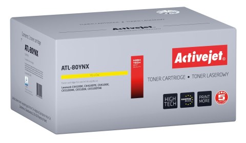 Activejet toner ATL-80YNX (zamiennik do Lexmark 80C2HYE, Supreme; 3000 stron; żółty) Activejet toner ATL-80YNX (zamiennik do Lexmark 80C2HYE, Supreme; 3000 stron; żółty)