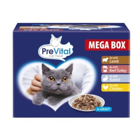 PREVITAL Megabox z jagnięciną, wołowiną, królikiem i kurczakiem - karma dla kota 24x100g PREVITAL Megabox z jagnięciną, wołowiną, królikiem i kurczakiem - karma dla kota 24x100g