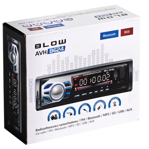 Radioodtwarzacz BLOW AVH-8624 AVH-8624 (Bluetooth, USB + AUX + karty SD) Radioodtwarzacz BLOW AVH-8624 AVH-8624 (Bluetooth, USB + AUX + karty SD)