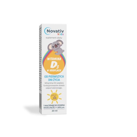 Novativ Kids Witamina D3 w kroplach 20ml Novativ Kids Witamina D3 w kroplach 20ml