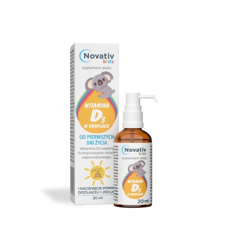 Novativ Kids Witamina D3 w kroplach 20ml Novativ Kids Witamina D3 w kroplach 20ml