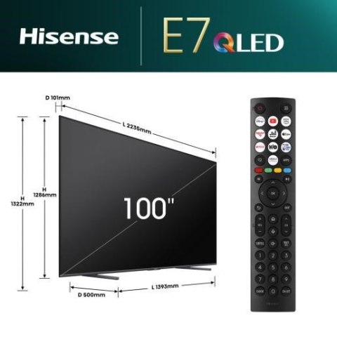 Telewizor Hisense 100E7NQ 100" 4K Ultra HD VIDAA Dolby Atmos DVB-T2 Czarny Telewizor Hisense 100E7NQ 100" 4K Ultra HD VIDAA Dolby Atmos DVB-T2 Czarny