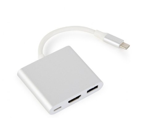 GEMBIRD GEMBIRD MULTI ADAPTER USB TYP-C (M) -> USB TYP-C; USB 3.0; HDMI SREBRNY GEMBIRD GEMBIRD MULTI ADAPTER USB TYP-C (M) -> USB TYP-C; USB 3.0; HDMI SREBRNY
