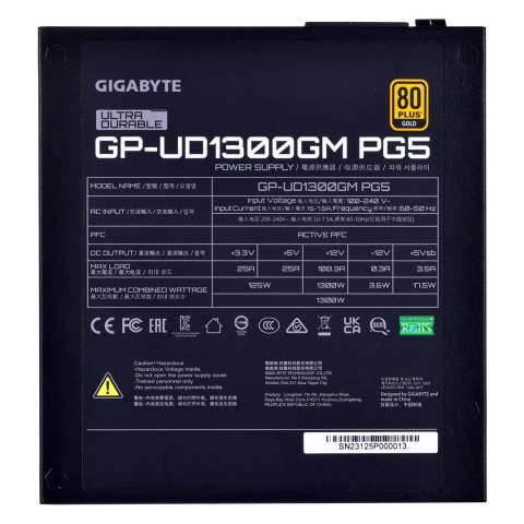 Zasilacz Gigabyte UD1300GM PG5 1300W 80+ Gold Zasilacz Gigabyte UD1300GM PG5 1300W 80+ Gold