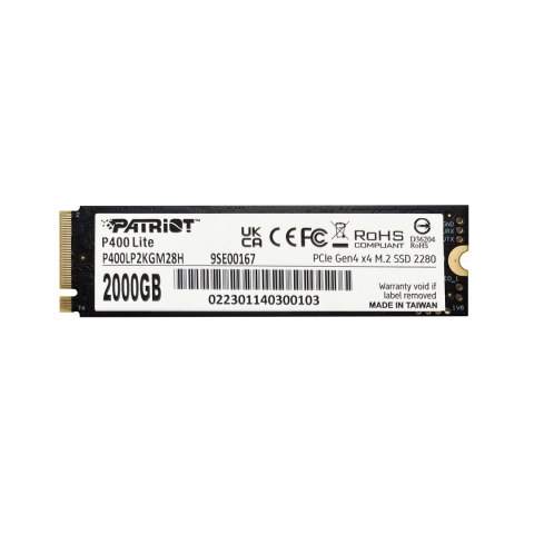 Dysk SSD Patriot P400 Lite 2TB M.2 2280 PCI-E x4 Gen4 NVMe (P400LP2KGM28H) Dysk SSD Patriot P400 Lite 2TB M.2 2280 PCI-E x4 Gen4 NVMe (P400LP2KGM28H)