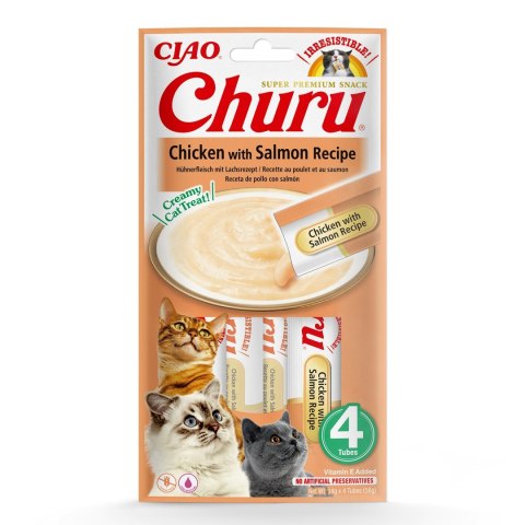 INABA CHURU kurczak/łosoś przysmak kot 4x14g INABA CHURU kurczak/łosoś przysmak kot 4x14g