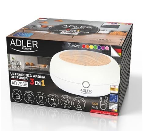 Ultradźwiękowy dyfuzor zapachowy USB 3w1 Adler Ultradźwiękowy dyfuzor zapachowy USB 3w1 Adler
