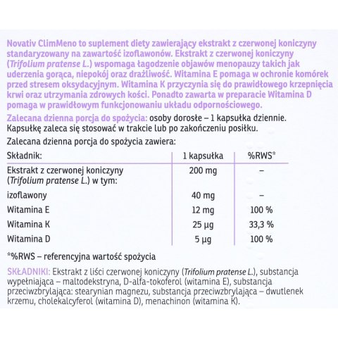 Novativ ClimMeno Forte 30 kapsułek Novativ ClimMeno Forte 30 kapsułek