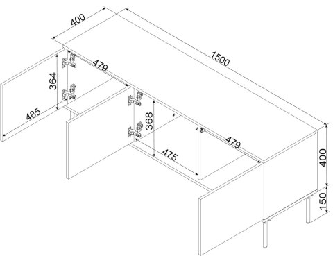 Szafka RTV 3D TRESSE 150x40x55 zieleń mat Szafka RTV 3D TRESSE 150x40x55 zieleń mat