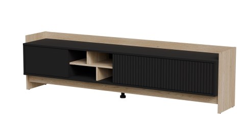 Szafka RTV PORTO 3D 190x38x50 dąb/czarny Szafka RTV PORTO 3D 190x38x50 dąb/czarny