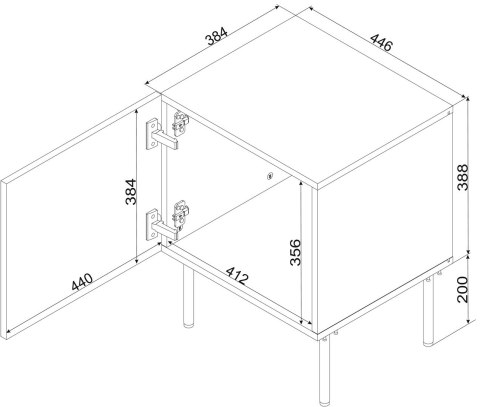 Szafka nocna 2sz PALAZZO BIS 45x39xH59 czarny mat Szafka nocna 2sz PALAZZO BIS 45x39xH59 czarny mat