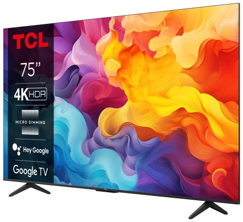 Telewizor TCL 75P655 LED 75" 4K Ultra HD Google TV Dolby Audio DVB-T2 Czarny Telewizor TCL 75P655 LED 75" 4K Ultra HD Google TV Dolby Audio DVB-T2 Czarny