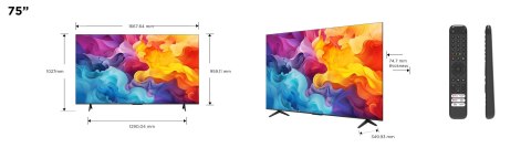 Telewizor TCL 75P655 LED 75" 4K Ultra HD Google TV Dolby Audio DVB-T2 Czarny Telewizor TCL 75P655 LED 75" 4K Ultra HD Google TV Dolby Audio DVB-T2 Czarny
