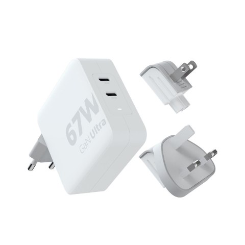 XTORM ŁADOWARKA SIECIOWA TURYSTYCZNA 67W GAN, 1X USB-C PD 67W, 1X USB-C PD 20W, WYMIENNE KOŃCÓWKI EU/UK/USA, KABEL USB-C 2M XTORM ŁADOWARKA SIECIOWA TURYSTYCZNA 67W GAN, 1X USB-C PD 67W, 1X USB-C PD 20W, WYMIENNE KOŃCÓWKI EU/UK/USA, KABEL USB-C 2M